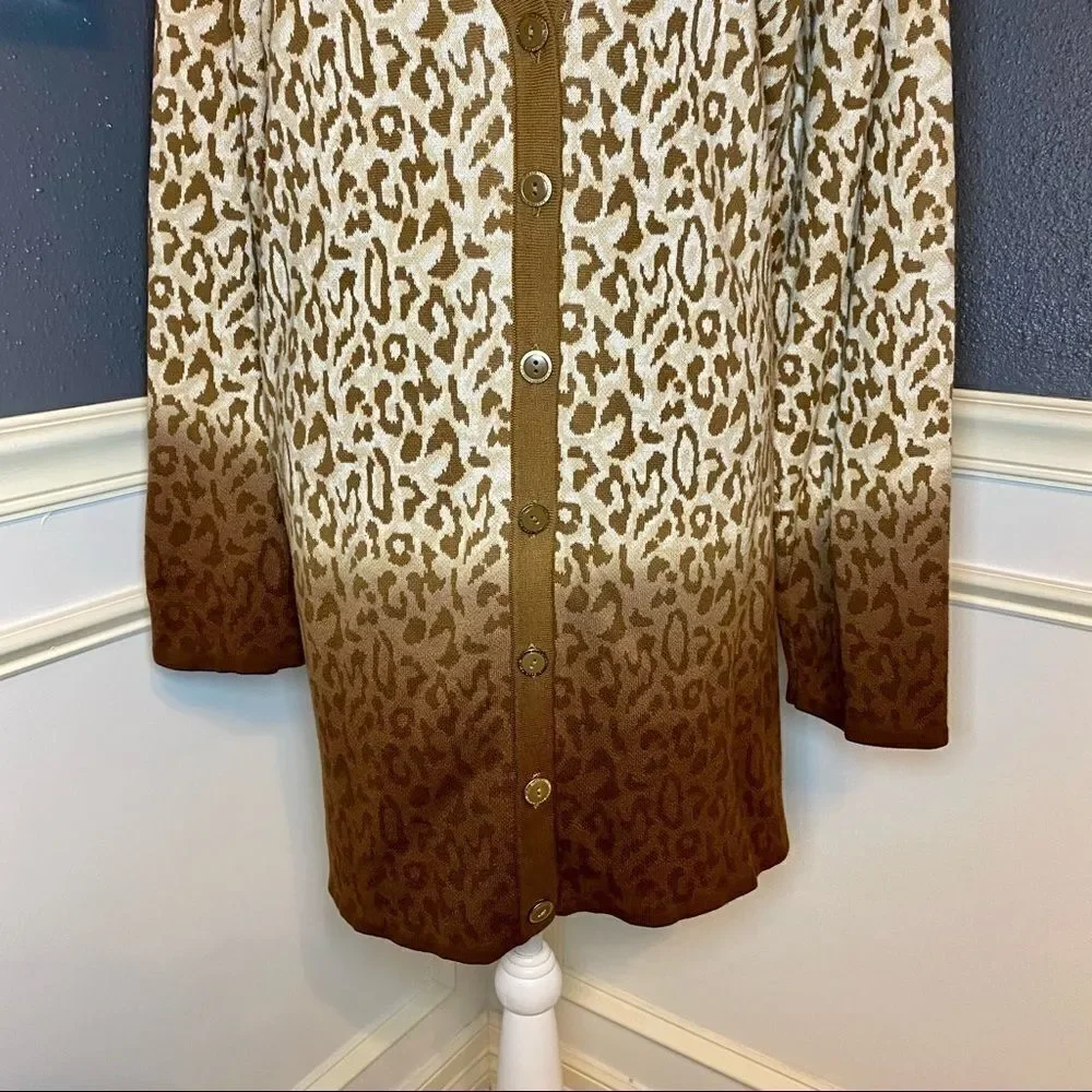 Isaac Mizrahi Live Leopard Dip-Dye Cardigan
